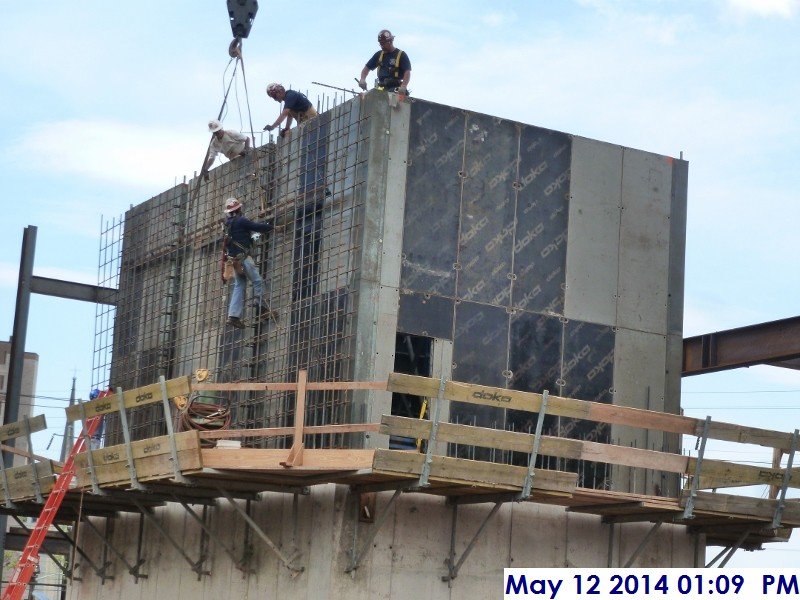 Installiing rebar mats at Elev. 7-Stair -4,5 Facing East (800x600)